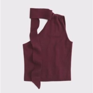 Asymmetrical Scarf Sweater Tank in Burgundy